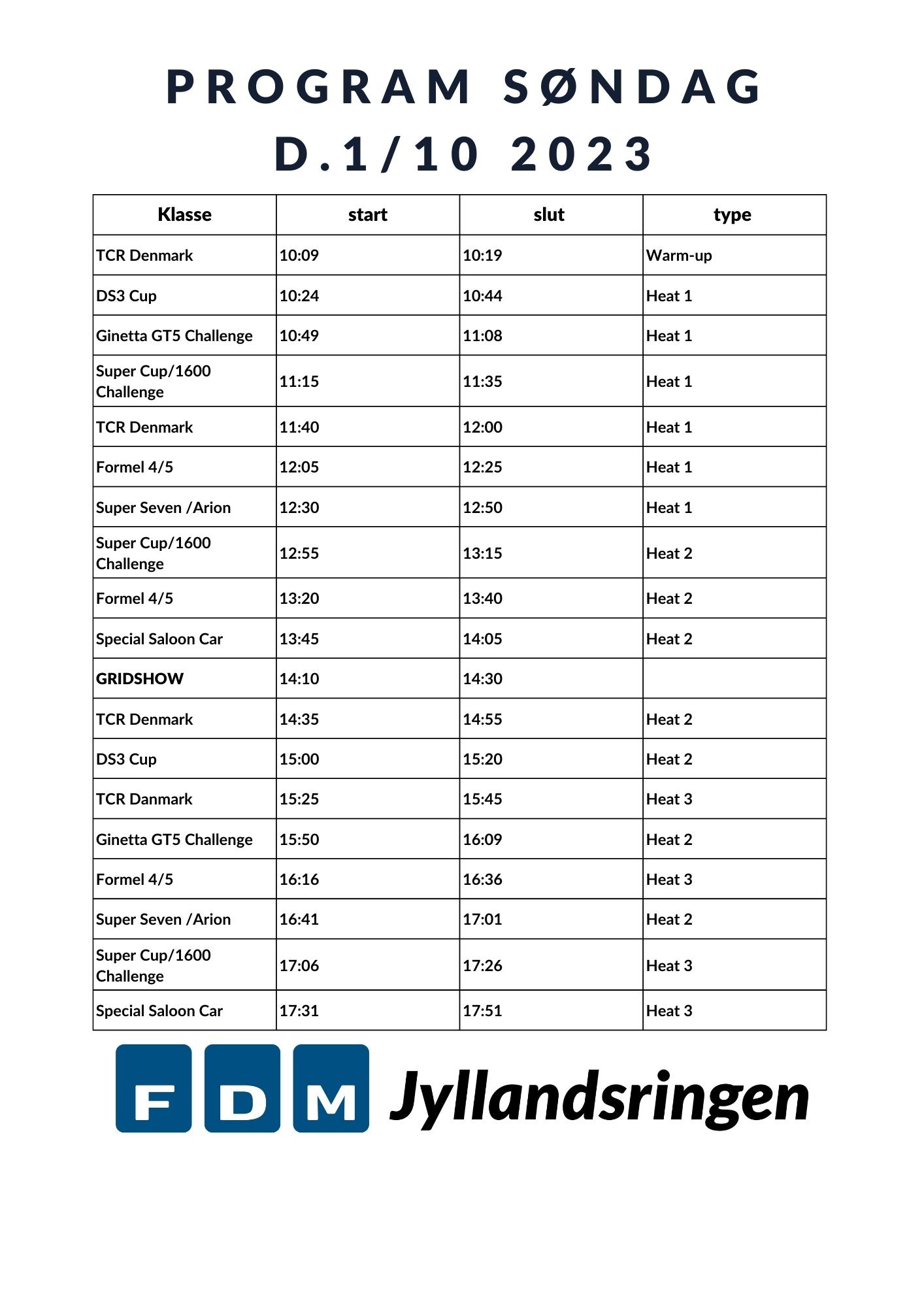 Program Søndag 